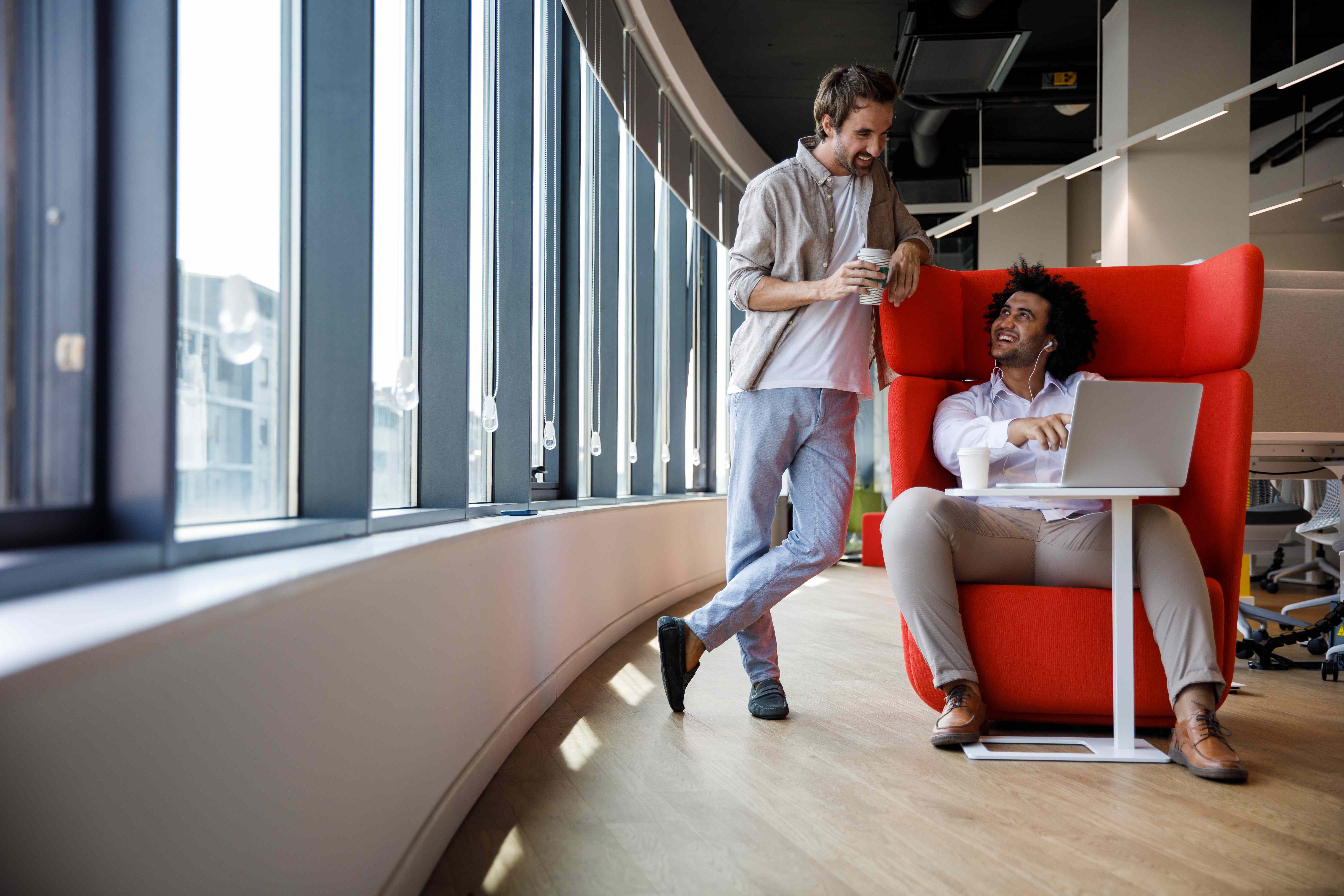 Professionals collaborating in modern office